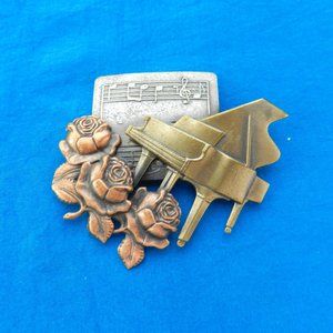Vintage K&T Mixed Metal Piano Brooch